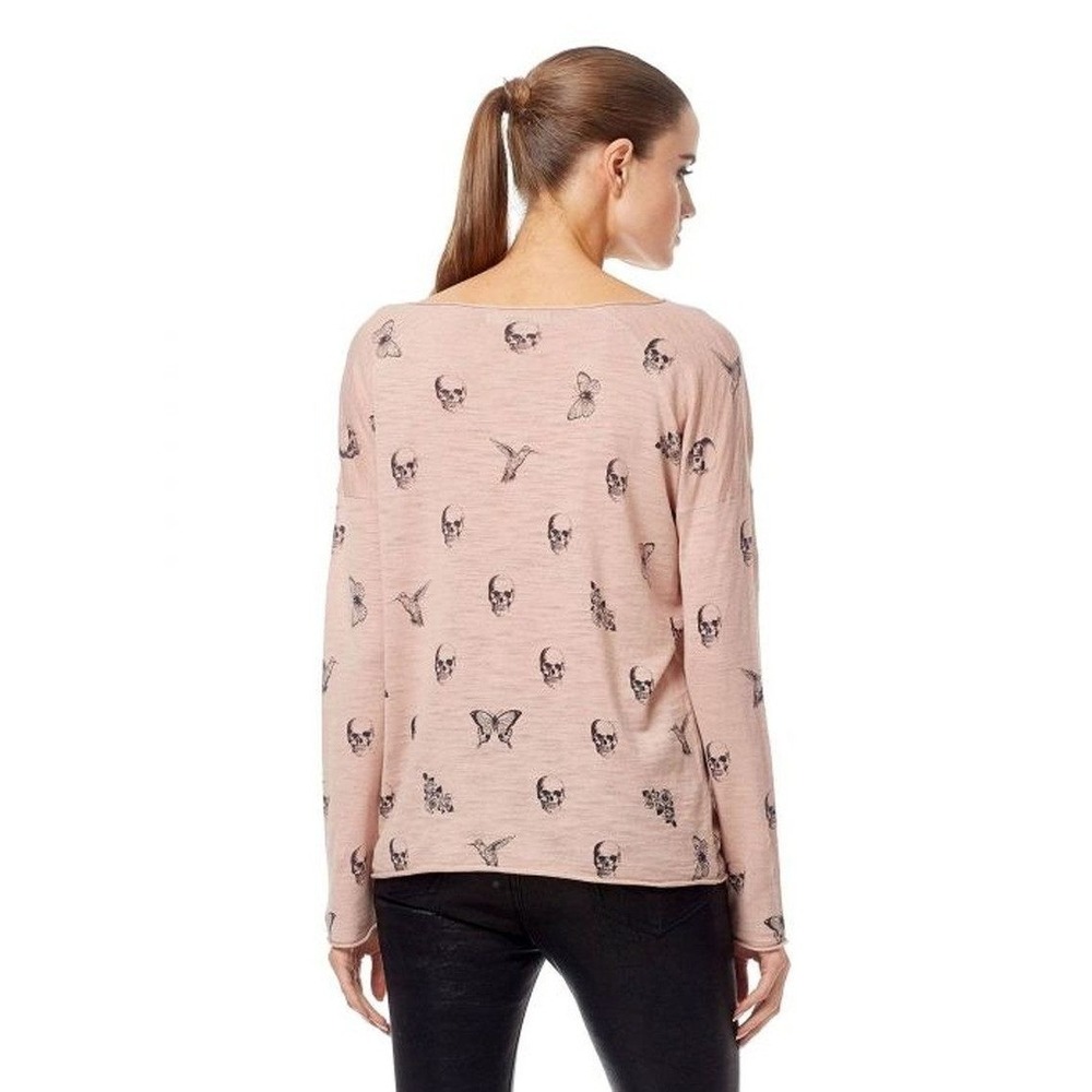Skull Cashmere Dru Cotton Knit Skull Print Sweater Rose Pink NWT Sizes XS S - Picture 9 of 16